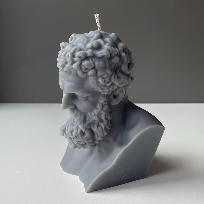 Hercules / Heracles Ripped Skull Face Handmade Gothic Myth Large Candle Free UK Post