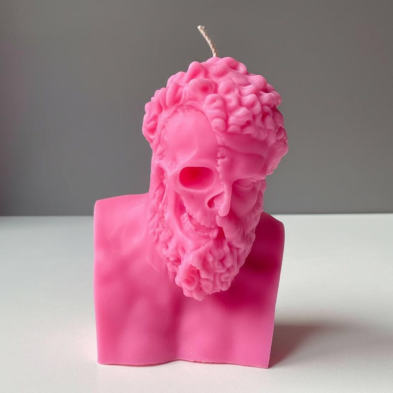 Hercules / Heracles Ripped Skull Face Handmade Gothic Myth Large Candle Free UK Post