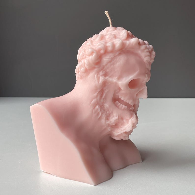 Hercules / Heracles Ripped Skull Face Handmade Gothic Myth Large Candle Free UK Post