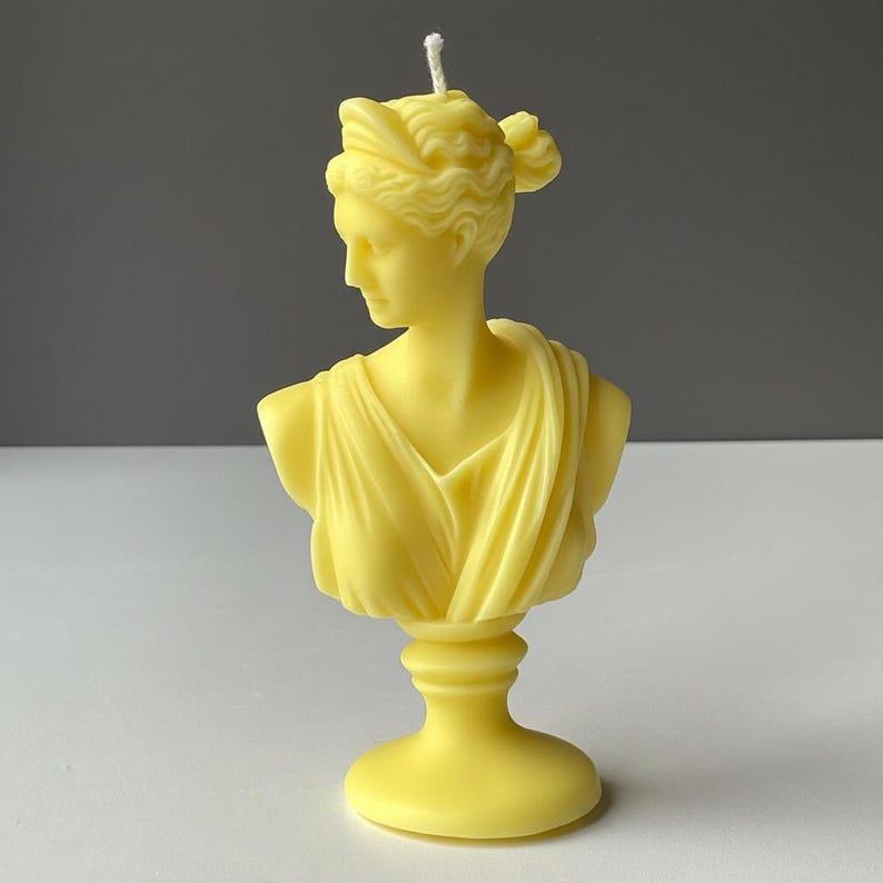 Artemis Candle Medium Bust on Plinth Goddess of Hunt, Moon And Wilderness, Handmade Soy Wax, Mythical Decor | Free UK Post