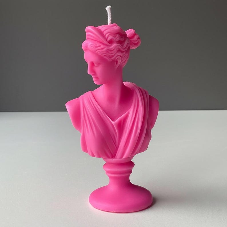 Artemis Candle Medium Bust on Plinth Goddess of Hunt, Moon And Wilderness, Handmade Soy Wax, Mythical Decor | Free UK Post
