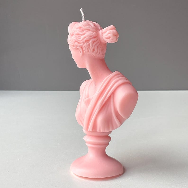 Artemis Candle Medium Bust on Plinth Goddess of Hunt, Moon And Wilderness, Handmade Soy Wax, Mythical Decor | Free UK Post