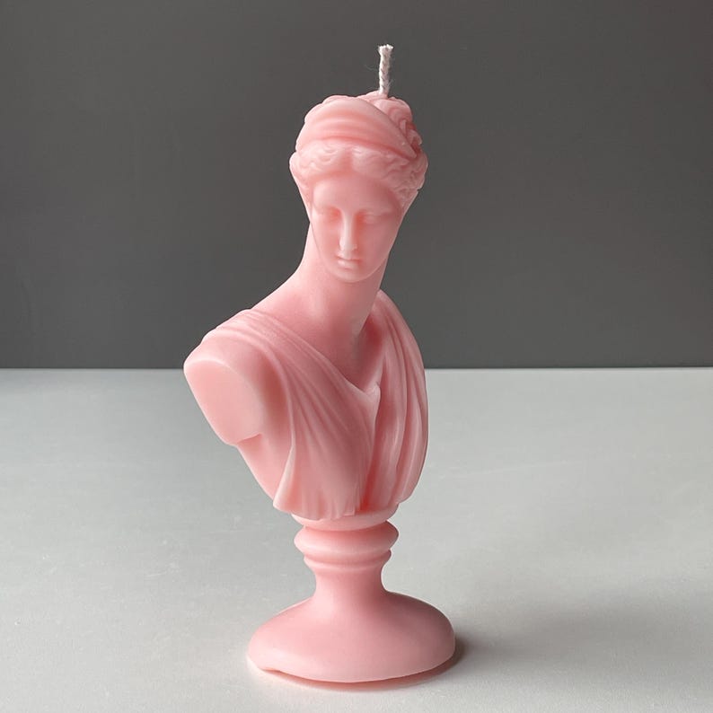 Artemis Candle Medium Bust on Plinth Goddess of Hunt, Moon And Wilderness, Handmade Soy Wax, Mythical Decor | Free UK Post