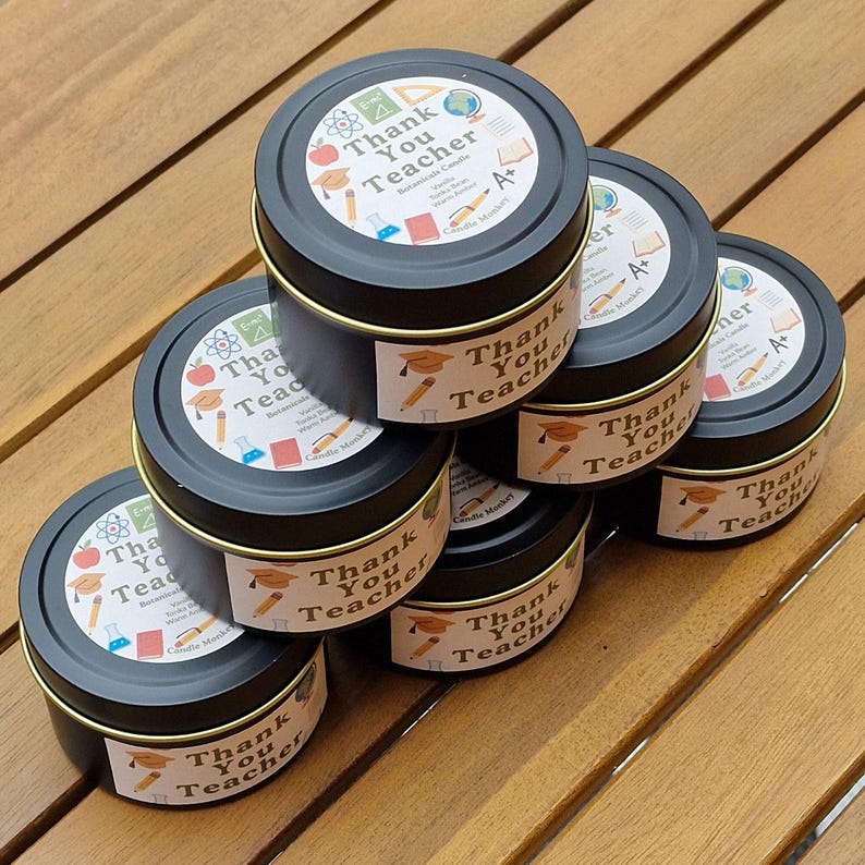 Thank You Teacher Gift • Vanilla Tonka Amber Candle • End of Term Gift for Teacher • Handmade • Teacher Appreciation Free UK Post