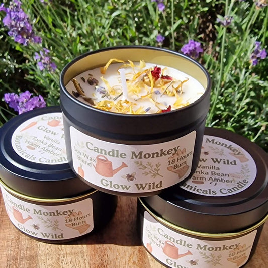 Glow Wild • Vanilla Tonka Amber Candle • Gardener’s Gift • Slow Burn Relaxation Vibes.  Free UK Delivery