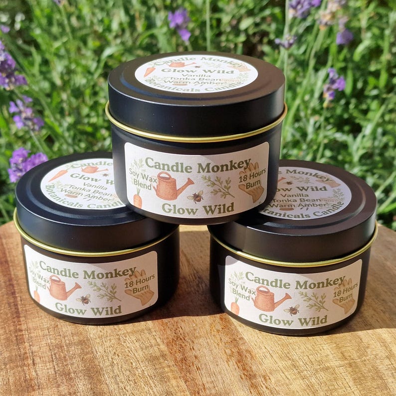 Glow Wild • Vanilla Tonka Amber Candle • Gardener’s Gift • Slow Burn Relaxation Vibes.  Free UK Delivery
