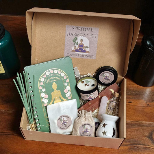 Spiritual Harmony Kit -Meditation Hamper With Botanicals Wax melts, Crystals, Celestial Burner, Journal Etc. Birthday Gift Free UK Post