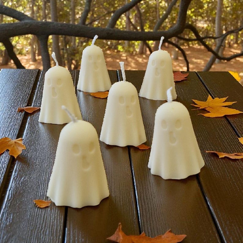 Ghostlings – Set of 6 Mini Ghost Candles | Pumpkin Spice, Decayed Rose or Haunting Flame. Free delivery to UK