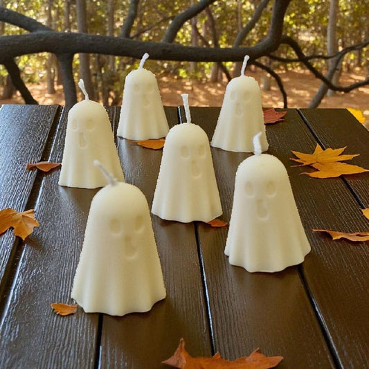 Ghostlings – Set of 6 Mini Ghost Candles | Pumpkin Spice, Decayed Rose or Haunting Flame. Free delivery to UK