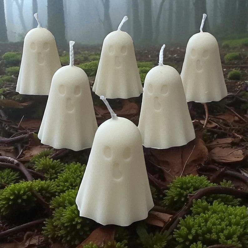 Ghostlings – Set of 6 Mini Ghost Candles | Pumpkin Spice, Decayed Rose or Haunting Flame. Free delivery to UK