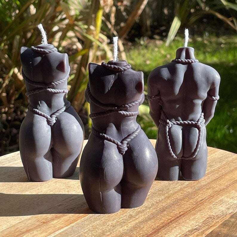 Wax Play Black Velvet Sexy Bondage God /  Goddess Melting Body Candle Sensual Gift Free UK Post