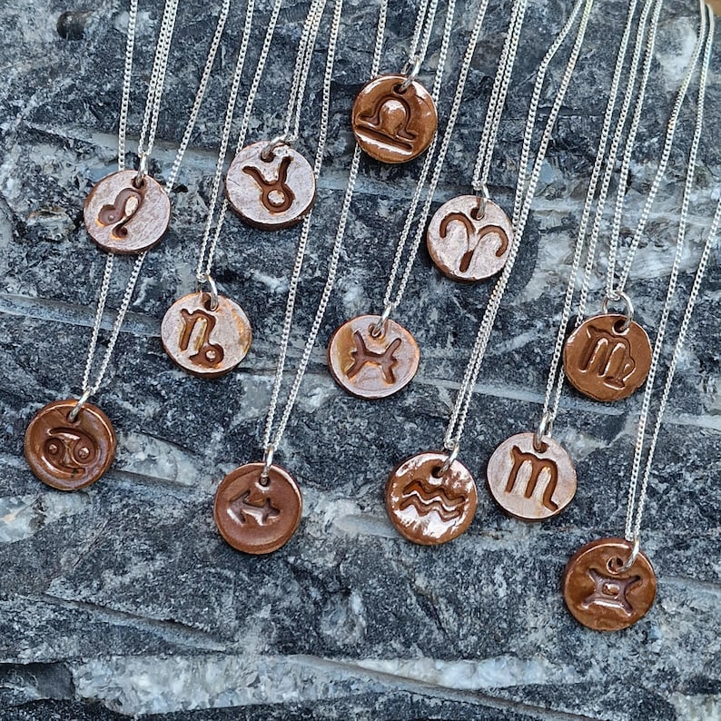 White Boar Forge Handmade Pure Copper & Sterling Silver Zodiac Necklace | All 12 Star Signs | Raw Copper Astrology Pendant | Handcrafted Sun Sign Talisman