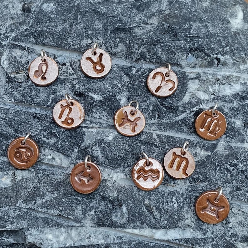 White Boar Forge Handmade Pure Copper & Sterling Silver Zodiac Necklace | All 12 Star Signs | Raw Copper Astrology Pendant | Handcrafted Sun Sign Talisman
