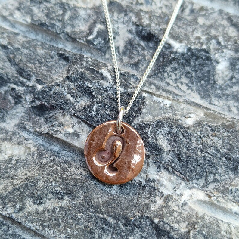White Boar Forge Handmade Pure Copper & Sterling Silver Zodiac Necklace | All 12 Star Signs | Raw Copper Astrology Pendant | Handcrafted Sun Sign Talisman