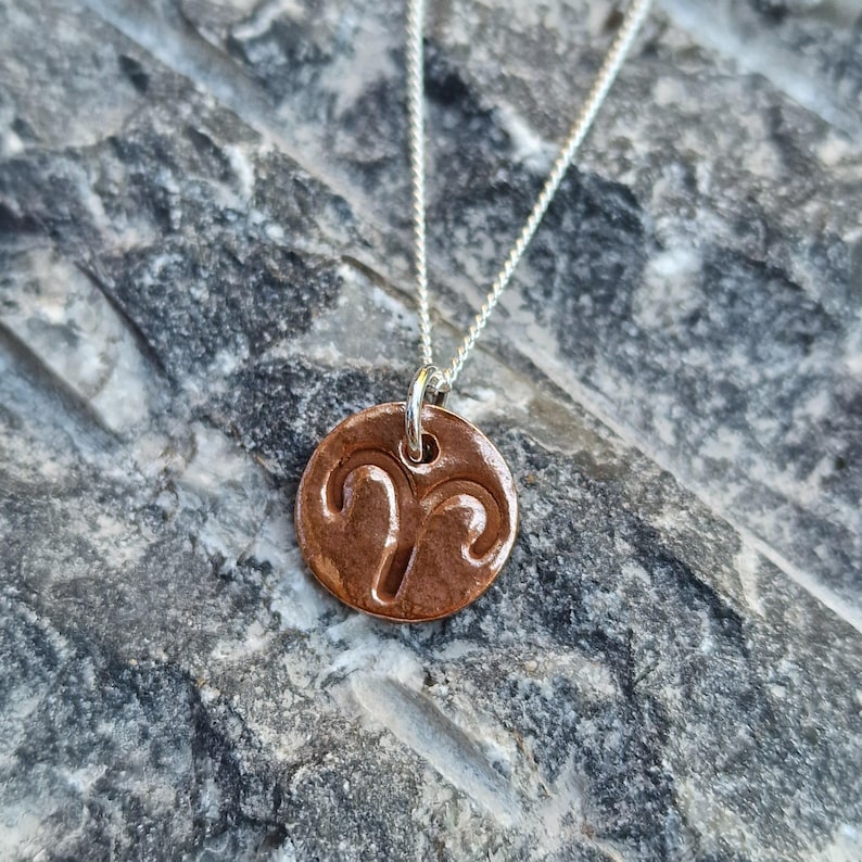 White Boar Forge Handmade Pure Copper & Sterling Silver Zodiac Necklace | All 12 Star Signs | Raw Copper Astrology Pendant | Handcrafted Sun Sign Talisman