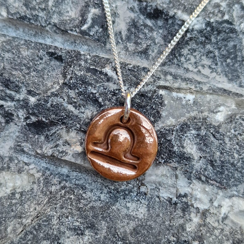 White Boar Forge Handmade Pure Copper & Sterling Silver Zodiac Necklace | All 12 Star Signs | Raw Copper Astrology Pendant | Handcrafted Sun Sign Talisman
