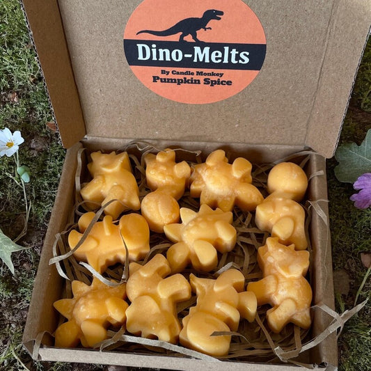 Dino Wax Melts – Pumpkin Spice Scented Mini Dinosaurs | Soy Wax Melts | Handmade Autumn Gift | Cosy Scent | Free UK Post