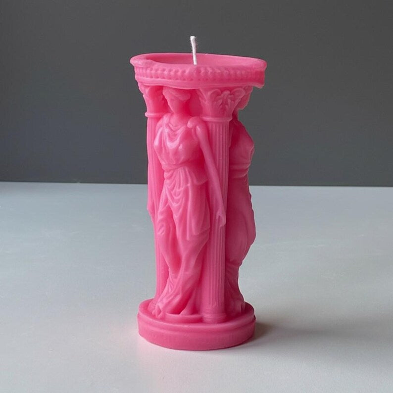 Athenian Grace Soy Candle Caryatid Column Handmade in Leicestershire