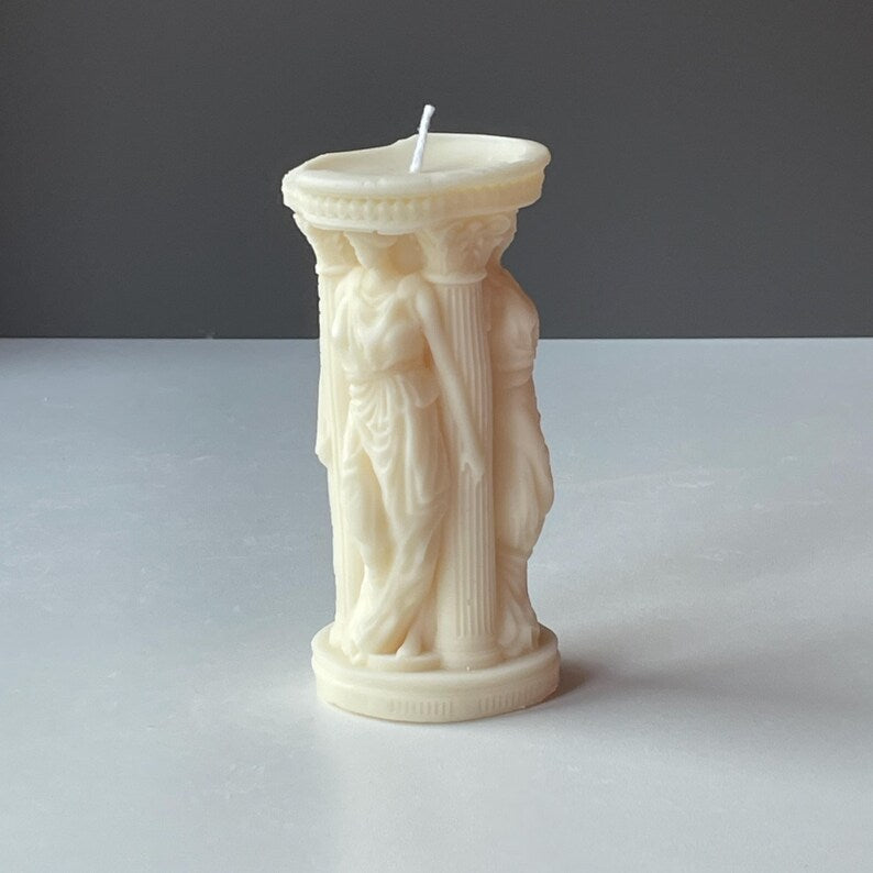 Athenian Grace Soy Candle Caryatid Column Handmade in Leicestershire