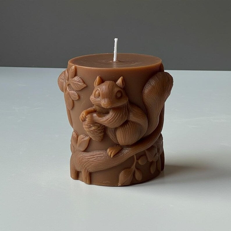 Squirrel Candle – Spring Woodland Figure | Soy Wax Handmade in Leicestershire Free Post To UK