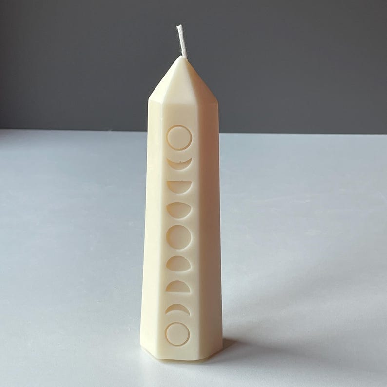Celestial Prism Candle – Moon Phases Soy Wax Candle, Ambient Glow for Home. Handmade in Leicestershire
