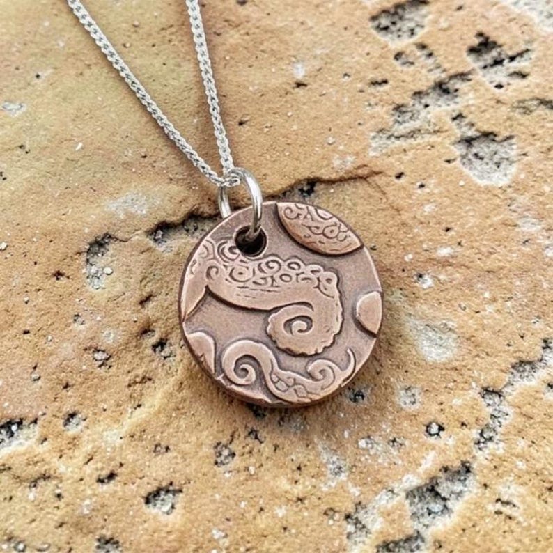 White Boar Forge Kraken Tentacle Pendant Necklace – Mythical Ocean Jewellery – Copper & Sterling Silver Deep Sea, Nautical Fantasy Gift