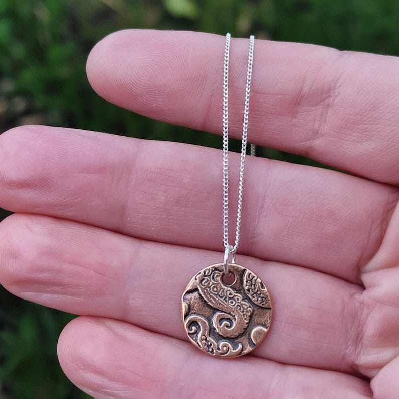 White Boar Forge Kraken Tentacle Pendant Necklace – Mythical Ocean Jewellery – Copper & Sterling Silver Deep Sea, Nautical Fantasy Gift