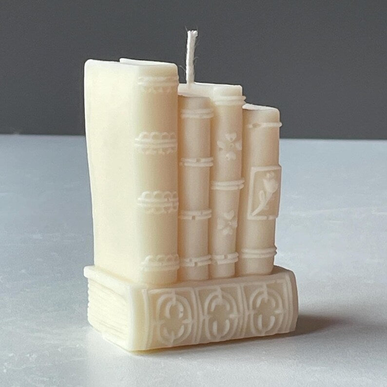Mini Book Stack Candle | Literary Décor | Wax Sculpture Handmade in Leicestershire Free Post To UK