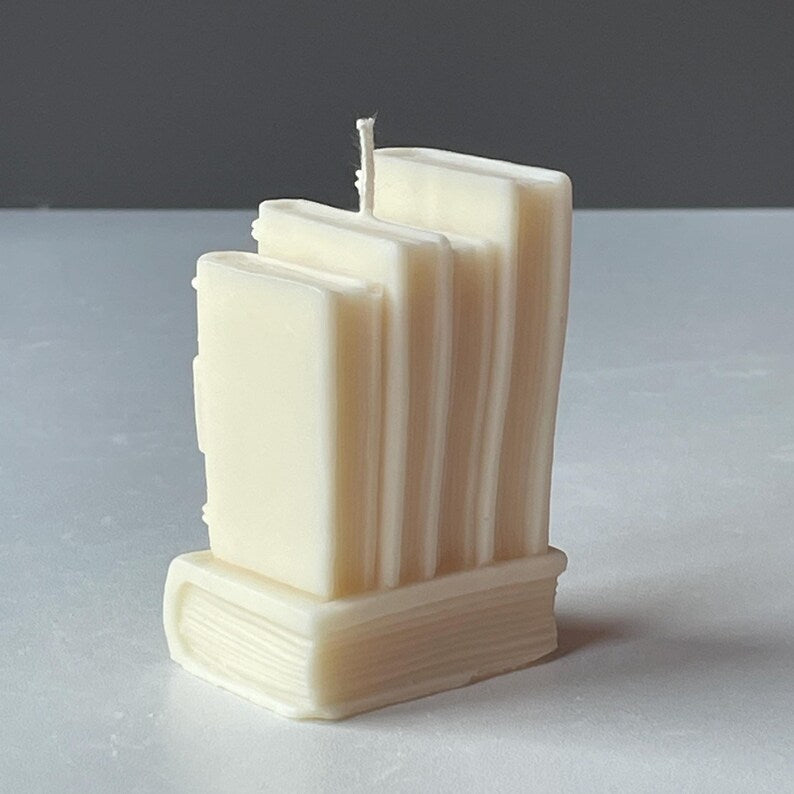 Mini Book Stack Candle | Literary Décor | Wax Sculpture Handmade in Leicestershire Free Post To UK
