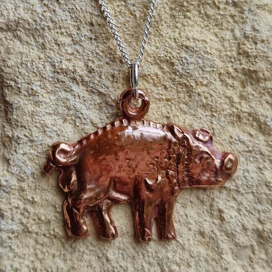 White Boar Forge Copper & Sterling Silver Bosworth The Boar Pendant Handmade In Leicestershire Richard III Historical Wild Pig Necklace