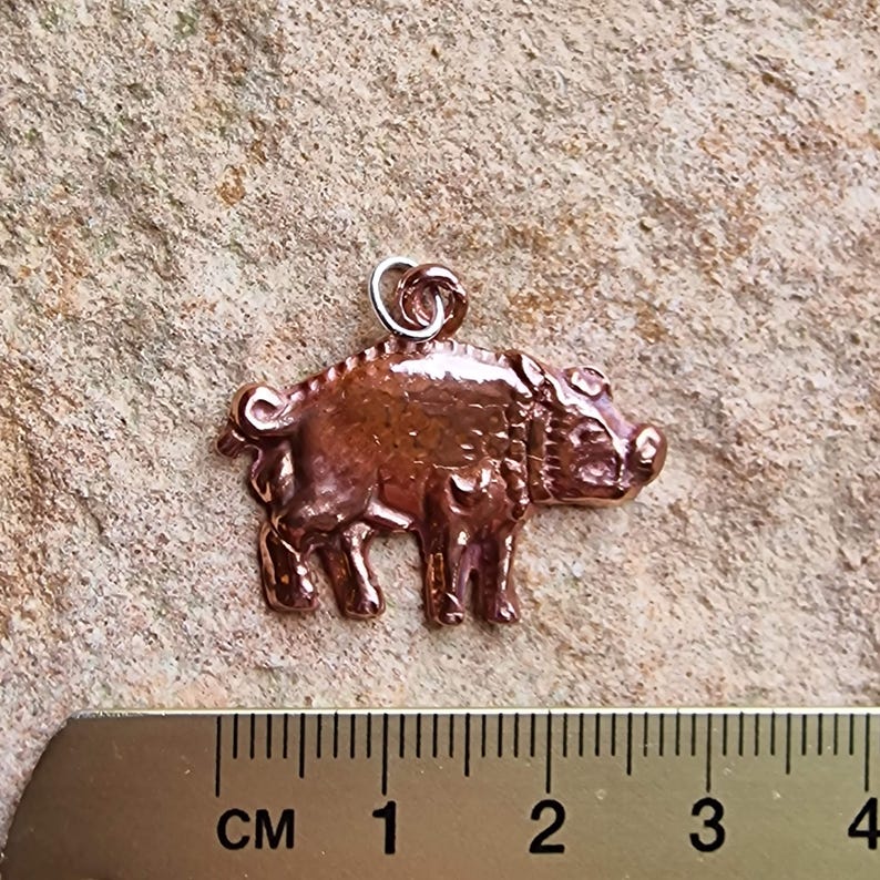 White Boar Forge Copper & Sterling Silver Bosworth The Boar Pendant Handmade In Leicestershire Richard III Historical Wild Pig Necklace
