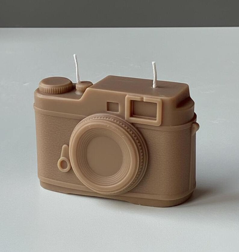 Compact Camera 2 Wick Candle, Rangefinder Sculpture, Photography Inspired Décor