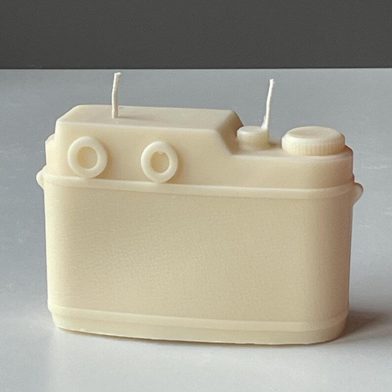 Compact Camera 2 Wick Candle, Rangefinder Sculpture, Photography Inspired Décor