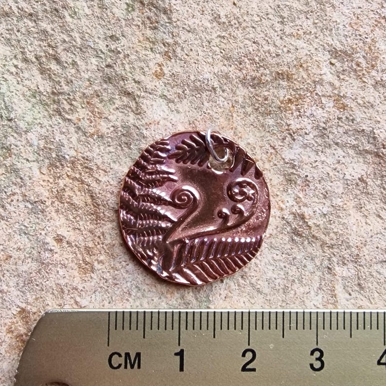 White Boar Forge Bracken Copper & Sterling Silver 2.2cm Pendant – Handmade Botanical Fern Necklace, Nature-Inspired Woodland Jewellery Gift