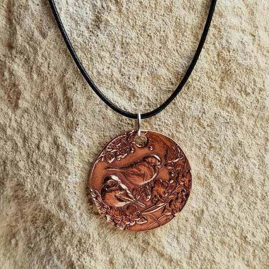 White Boar Forge Blue Tit Copper & 925 Sterling Silver Pendant – Birdwatcher Necklace, Garden Bird Jewellery, Nature-Inspired, Wildlife Gift