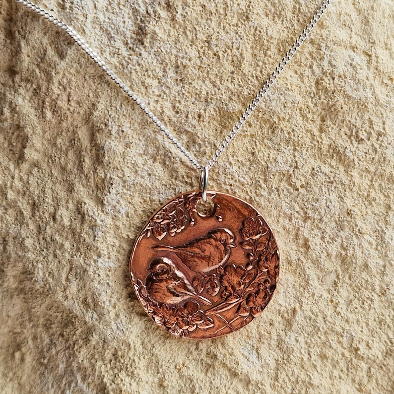 White Boar Forge Blue Tit Copper & 925 Sterling Silver Pendant – Birdwatcher Necklace, Garden Bird Jewellery, Nature-Inspired, Wildlife Gift