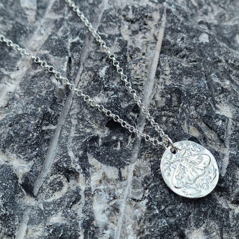 White Boar Forge The Nocturne Moth Lunar Pendant Handmade Gothic Moth & Moon Phase Necklace in 925 Sterling Silver