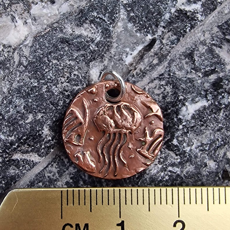 White Boar Forge Aurelia Jellyfish Pendant Necklace Handmade Copper Sterling Silver – Ocean Themed Jewellery