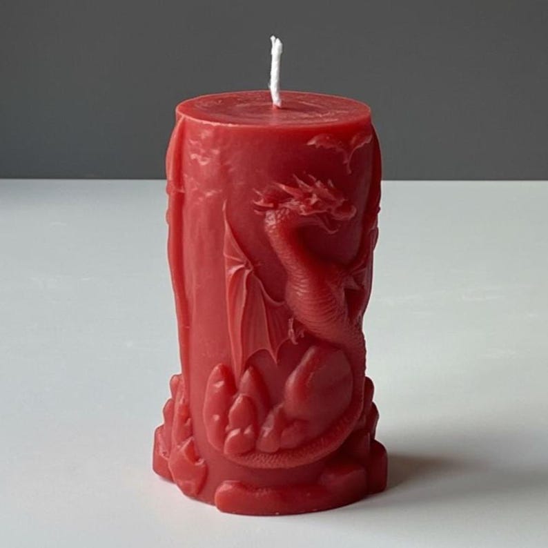 Mythical Dragon Guardian Candle, Relief Soy Wax, Handmade in Leicestershire