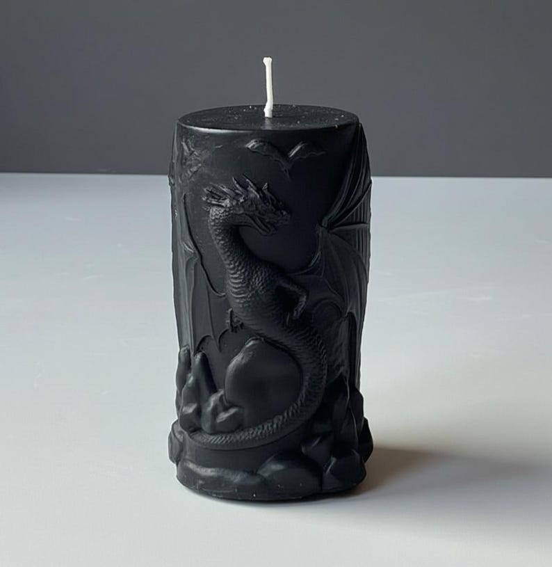Mythical Dragon Guardian Candle, Relief Soy Wax, Handmade in Leicestershire