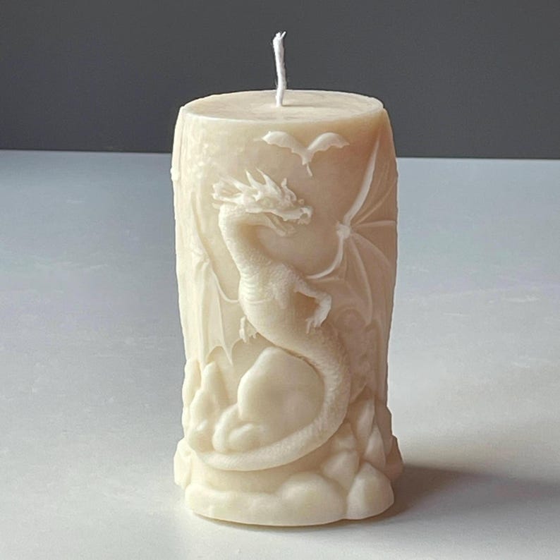 Mythical Dragon Guardian Candle, Relief Soy Wax, Handmade in Leicestershire