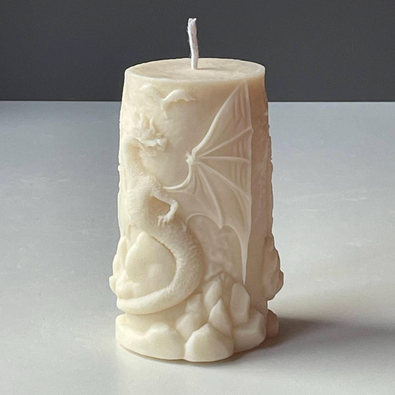 Mythical Dragon Guardian Candle, Relief Soy Wax, Handmade in Leicestershire