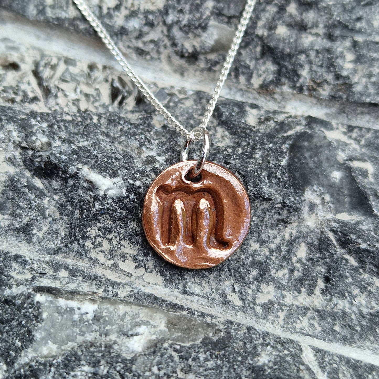 White Boar Forge Handmade Pure Copper & Sterling Silver Zodiac Necklace | All 12 Star Signs | Raw Copper Astrology Pendant | Handcrafted Sun Sign Talisman