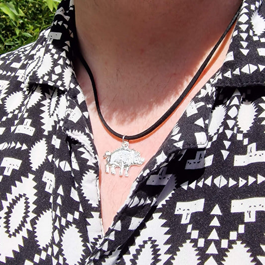 White Boar Forge Sterling Silver Bosworth The Boar Pendant Handmade In Leicestershire Richard III Historical Wild Pig Necklace