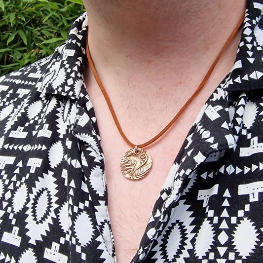 White Boar Forge Bracken Copper & Sterling Silver 2.2cm Pendant – Handmade Botanical Fern Necklace, Nature-Inspired Woodland Jewellery Gift