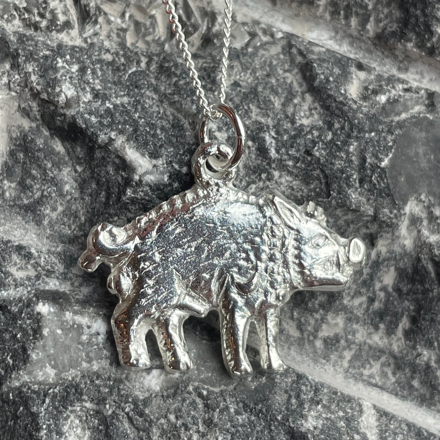 White Boar Forge Sterling Silver Bosworth The Boar Pendant Handmade In Leicestershire Richard III Historical Wild Pig Necklace