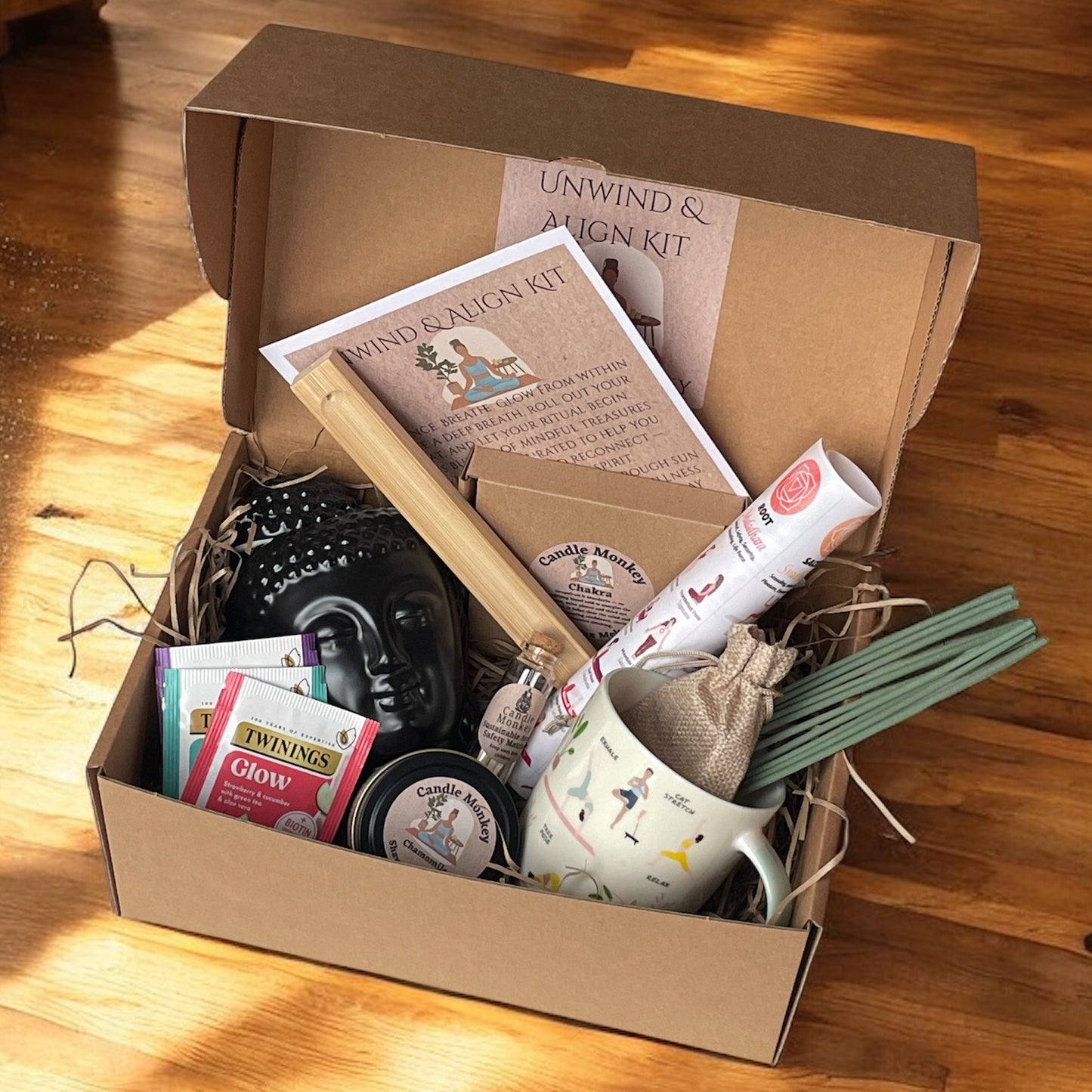 Unwind & Align Yoga Chakra Gift Set – Cute Natural Birthday Yogi Hamper Free UK Post