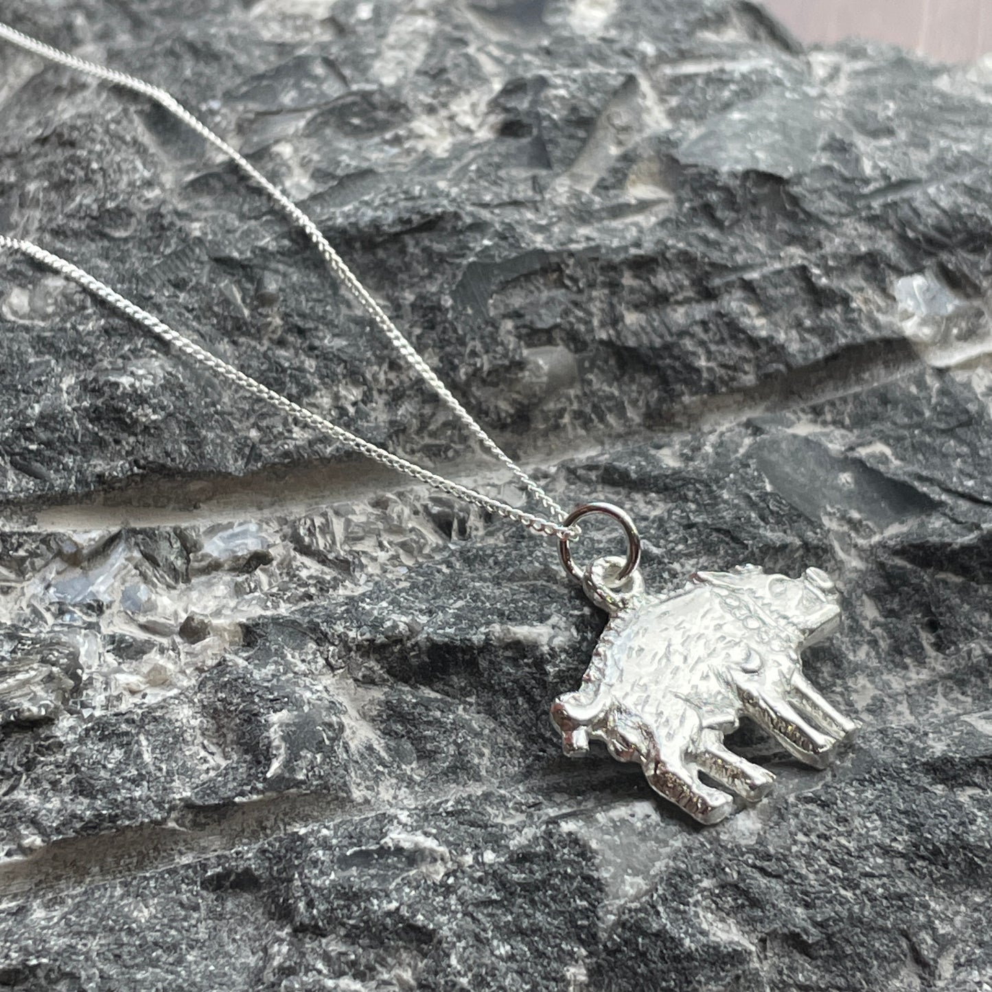 White Boar Forge Sterling Silver Bosworth The Boar Pendant Handmade In Leicestershire Richard III Historical Wild Pig Necklace