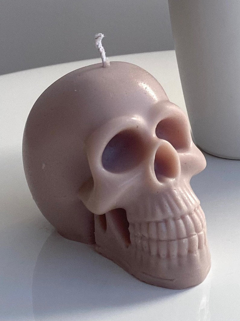 Beeswax Handcrafted Shadowed Skull Candle: Fragrance of Your Choosing, Wax of Bee