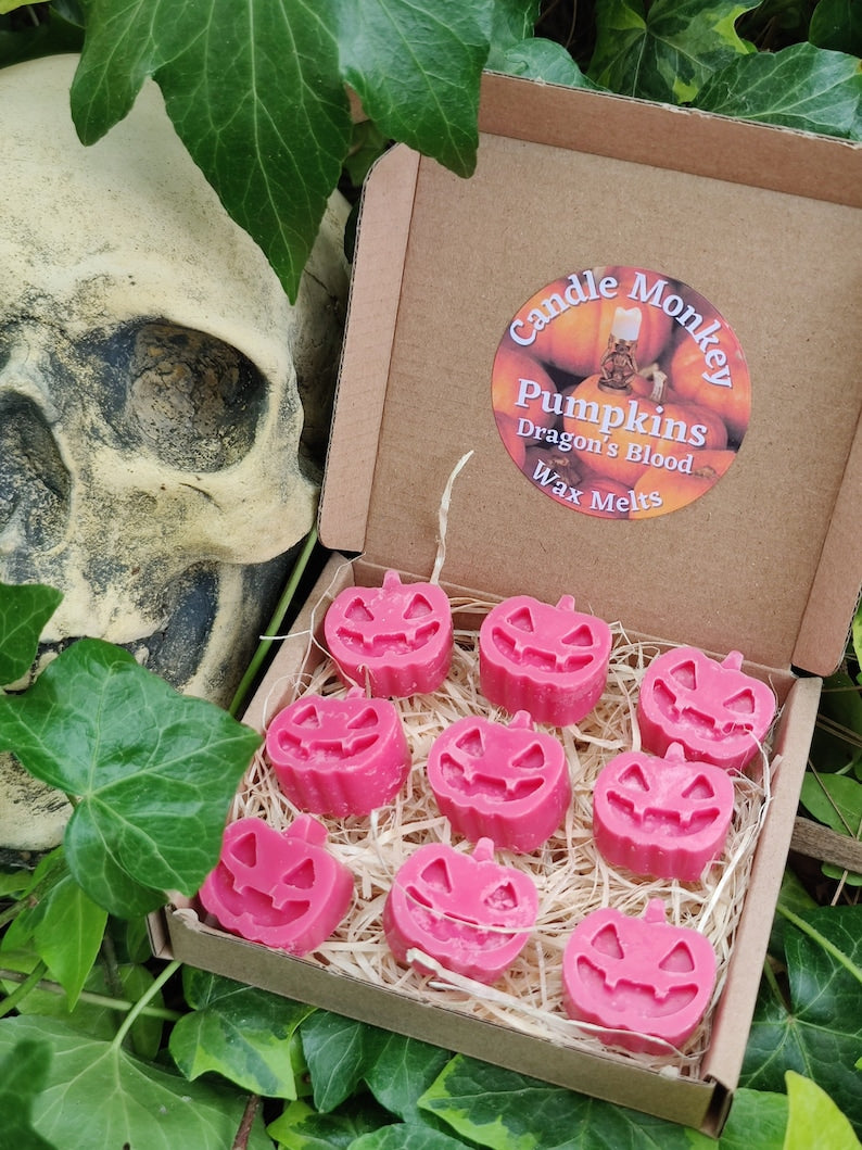 Pumpkins Soy Wax Melts in a choice of Pumpkin Spice, Bewitching Brew, Dragon's Blood, Hocus Pocus, Treacle Toffee, Love Potion Free UK Post